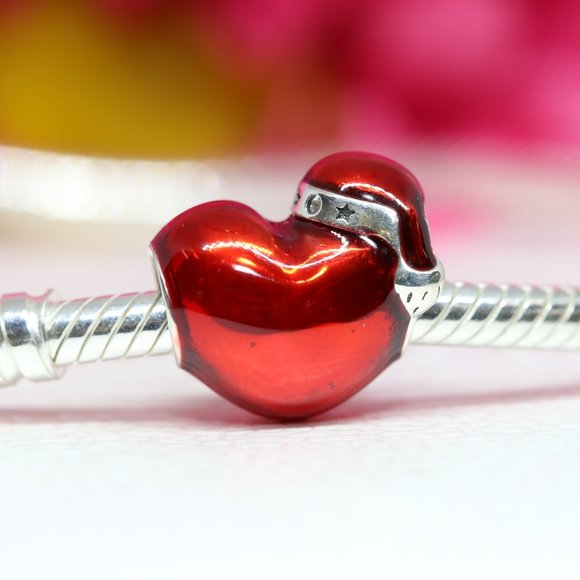 Pandora Metallic Red Christmas Heart Charm 792336C01 - Picture 2 of 3
